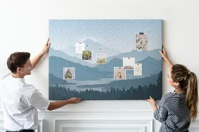 Hegylánc panoráma mintás fali parafa üzenőtábla