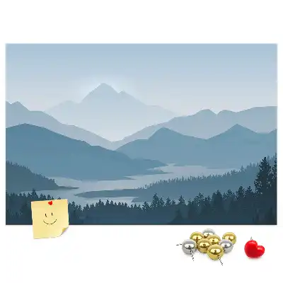 Hegylánc panoráma mintás fali parafa üzenőtábla