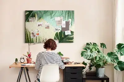 Monstera leveles mintájú fali parafa üzenőtábla
