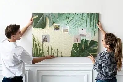 Monstera leveles mintájú fali parafa üzenőtábla