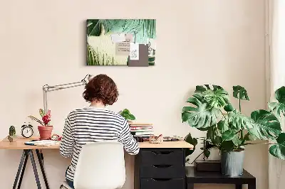 Monstera leveles mintájú fali parafa üzenőtábla