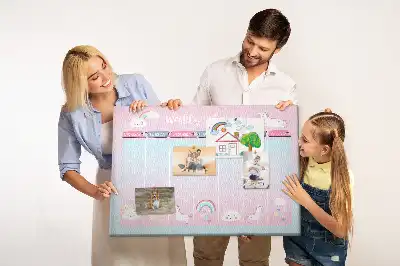 Parafa üzenőtábla heti tervezővel és unikornis mintával