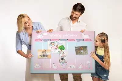 Parafa üzenőtábla heti tervezővel és unikornis mintával