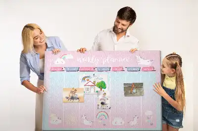 Parafa üzenőtábla heti tervezővel és unikornis mintával