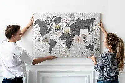 Fali parafa üzenőtábla kontinensek nyers körvonalával