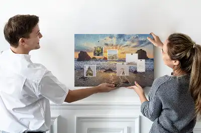 Tengerbe ereszkedő nap mintás fali parafa üzenőtábla