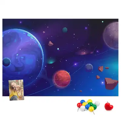 Bolygók és galaxis mintás parafatábla