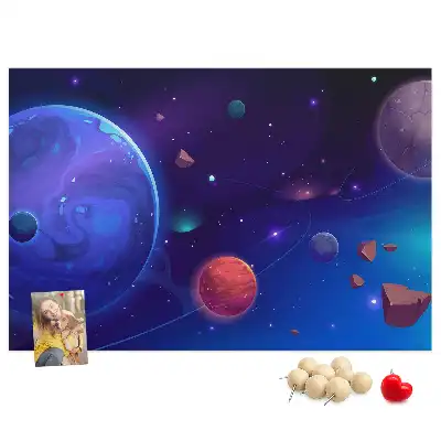 Bolygók és galaxis mintás parafatábla