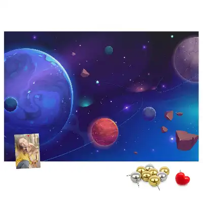 Bolygók és galaxis mintás parafatábla
