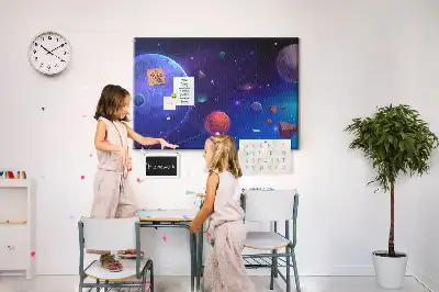 Bolygók és galaxis mintás parafatábla