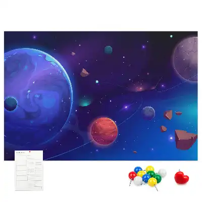 Bolygók és galaxis mintás parafatábla