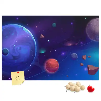 Bolygók és galaxis mintás parafatábla