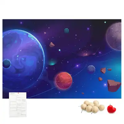 Bolygók és galaxis mintás parafatábla
