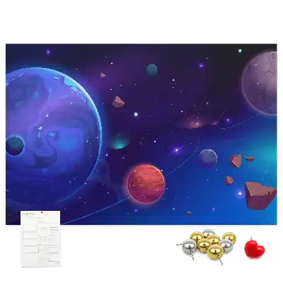 Bolygók és galaxis mintás parafatábla