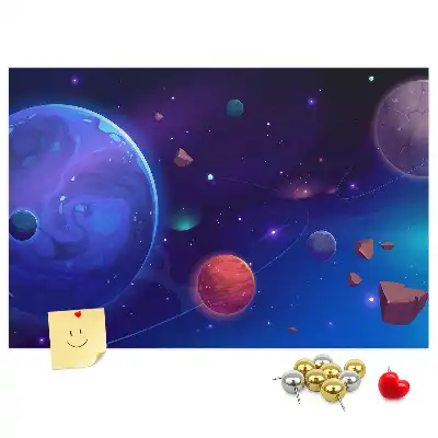 Bolygók és galaxis mintás parafatábla