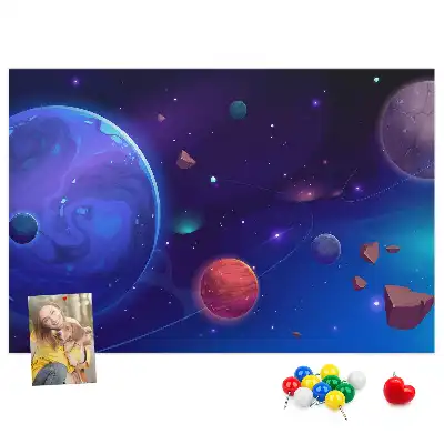 Bolygók és galaxis mintás parafatábla