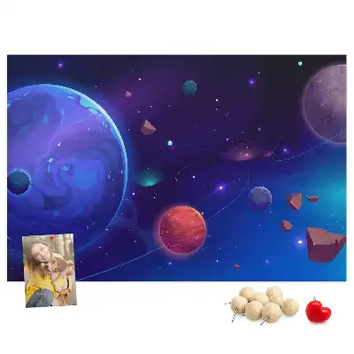 Bolygók és galaxis mintás parafatábla