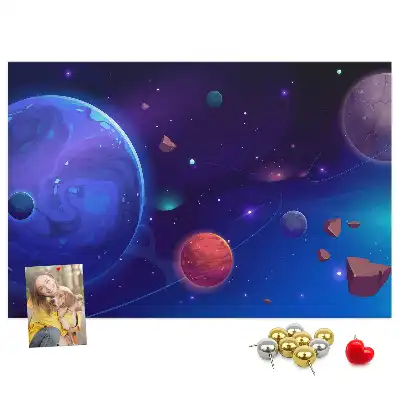 Bolygók és galaxis mintás parafatábla