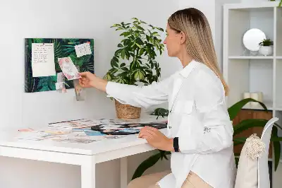 Egzotikus levelek mintás fali parafa üzenőtábla