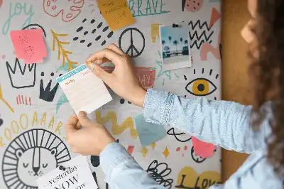 Lineáris minimalista rajzokkal díszített parafatábla
