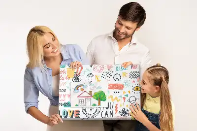 Lineáris minimalista rajzokkal díszített parafatábla