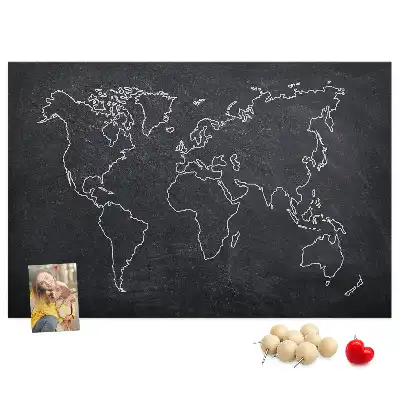 Világtérkép körvonalú parafa üzenőtábla