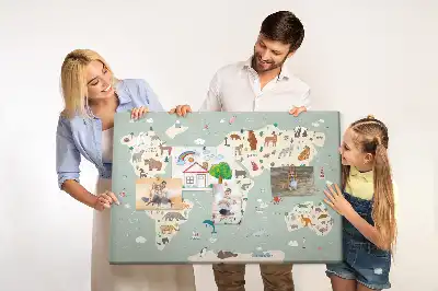 Állatos világtérkép parafatábla