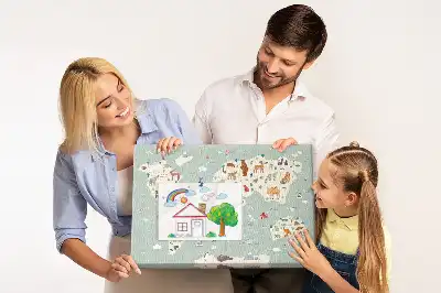 Állatos világtérkép parafatábla