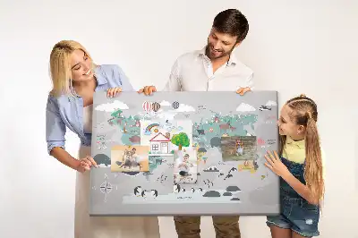 Rajzfilm térkép mintás parafa üzenőtábla