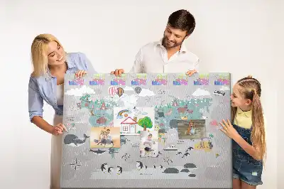 Rajzfilm térkép mintás parafa üzenőtábla