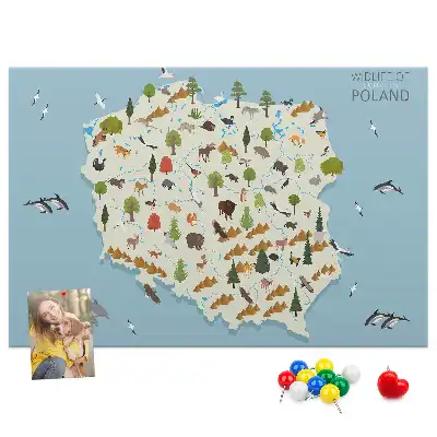 Fali parafa üzenőtábla lengyel állattérképpel