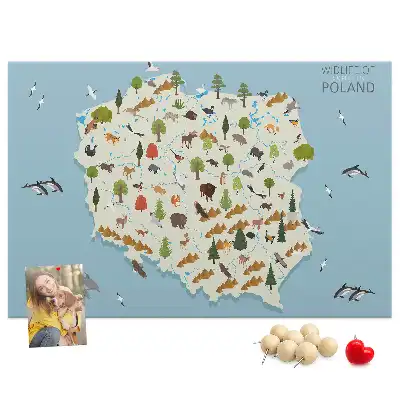 Fali parafa üzenőtábla lengyel állattérképpel