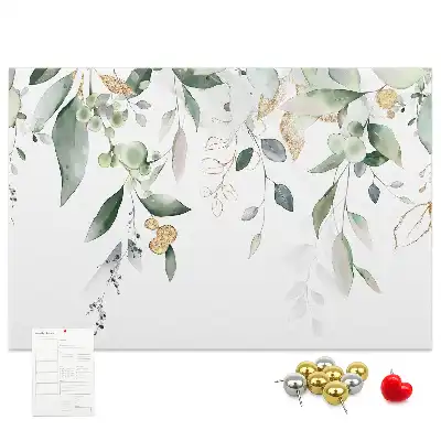 Fali parafa üzenőtábla levelek és növények mintával
