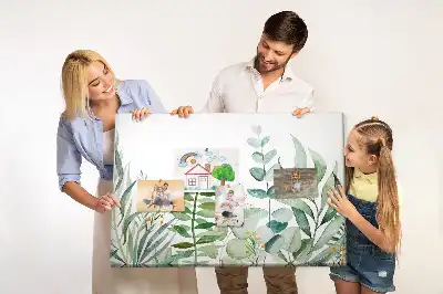 Fali parafa üzenőtábla akvarell levelek mintával