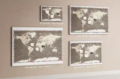 Parafa világtérkép üzenőtábla barna színben