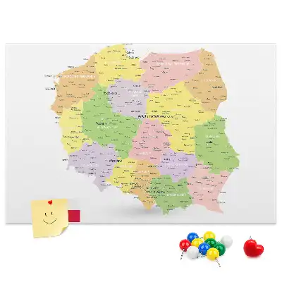 Lengyelország térképes fali parafa üzenőtábla