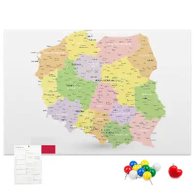 Lengyelország térképes fali parafa üzenőtábla