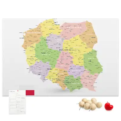 Lengyelország térképes fali parafa üzenőtábla