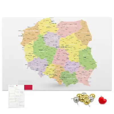 Lengyelország térképes fali parafa üzenőtábla