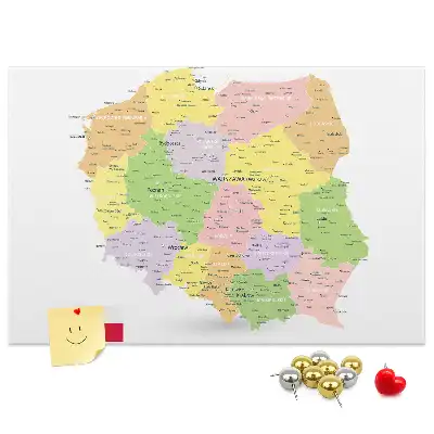 Lengyelország térképes fali parafa üzenőtábla
