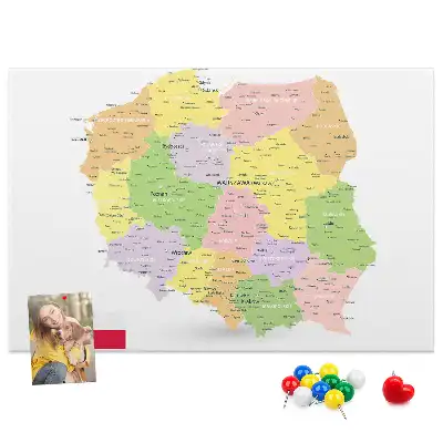 Lengyelország térképes fali parafa üzenőtábla