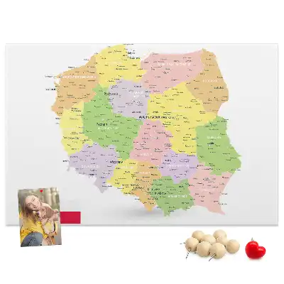 Lengyelország térképes fali parafa üzenőtábla