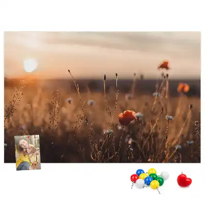 Mező napkelte mintás fali parafa üzenőtábla
