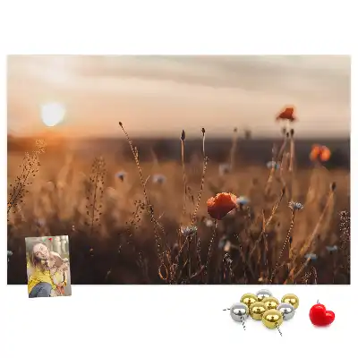 Mező napkelte mintás fali parafa üzenőtábla