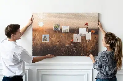 Mező napkelte mintás fali parafa üzenőtábla