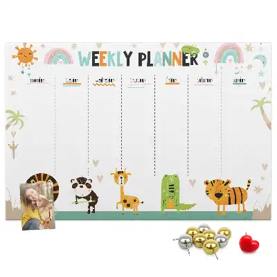 Parafa heti tervező üzenőtábla állatos mintával