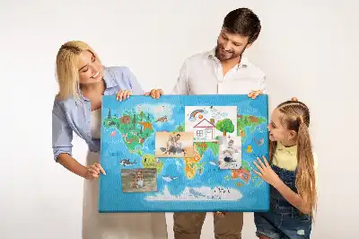 Rajzfilm térkép mintás parafa üzenőtábla