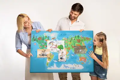 Rajzfilm térkép mintás parafa üzenőtábla