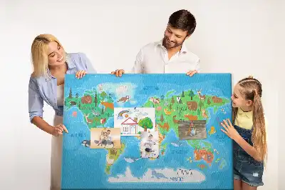 Rajzfilm térkép mintás parafa üzenőtábla
