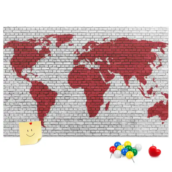 Fali parafa üzenőtábla téglafal mintás térképpel